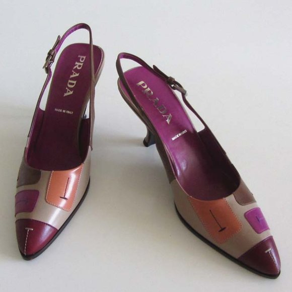 new PRADA patchwork design slingback pumps 38 8 US - Picture 3 of 8
